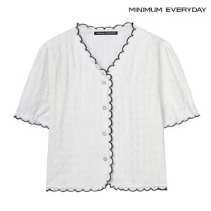 정상가:59,000원 ㅣ [미니멈 에브리데이]레이스 배색 반팔 블라우스 (EB2BA036D)