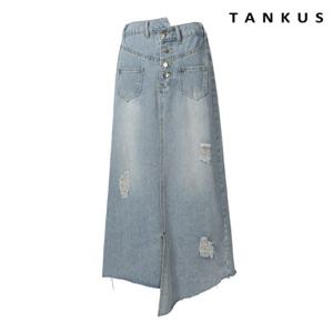 정상가:79,000원 ㅣ 언발 데미지 데님 스커트 (TX2SK001L0)