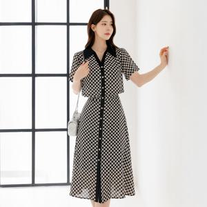 (~XXL까지) 키데오 크롭레이어드 패턴 플레어 원피스 여름 하객룩 오피스룩 데이트 모임 미시 빅사이즈