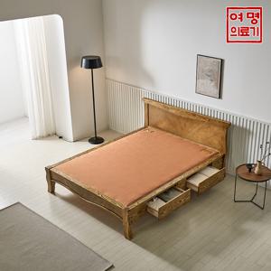 [여명의료기]황토볼 흙침대 퀸 Q 퀄팅 수납형 커브 고재침대