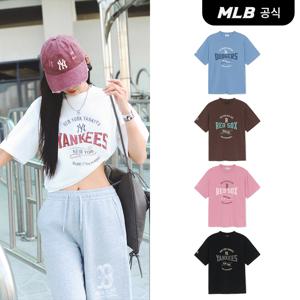 [공식]  바시티 빈티지 컬러 그래픽 오버핏 기능성 반팔 티셔츠 (5 COLOR)