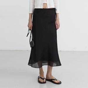 던스트 LAYERED SATIN SKIRT_UDSK5B225BK
