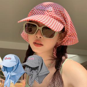 파루카 체크무늬 두건형 스카프 모자 야구모자