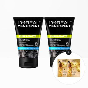 맨 엑스퍼트 퓨어앤매트 숯파우더 클렌징폼 100ml 2개+오일 샤쉐 2매(랜덤)