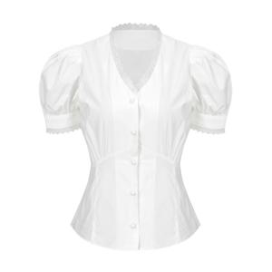 [파슨스] Lace Trimming V-neck Blouse