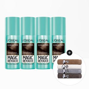 매직 리터치 새치 스프레이 75ml 4개+스누피 타올 1장 (컬러랜덤)