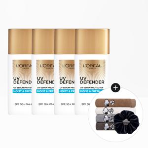UV 디펜더 선크림 50ml 4개 (타입선택)+스누피 타올 1장(랜덤)+스크런치(랜덤)