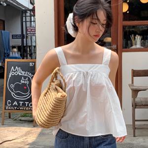 [브리치] 비치팜 / 레티 나시 블라우스 (머리끈 세트) 여름 비치룩 휴양지 리본 탑