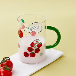 레몬코스타 손잡이 빅 내열 유리잔 체리토마토 600ml