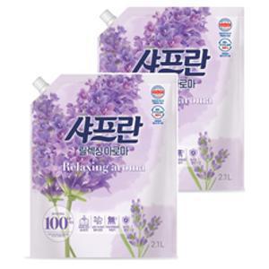 샤프란 실내건조 섬유유연제 릴렉싱 아로마 리필, 2.1L, 2개