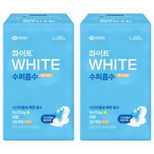 화이트 수퍼흡수 맥시 슬림 생리대 날개형, 대형, 28개입, 2개