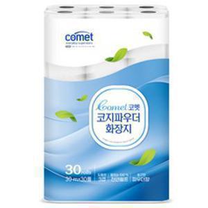 코멧 코지 파우더 도톰한 3겹 화장지 30m, 30롤, 1개