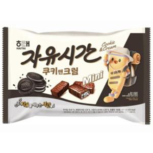 해태제과 자유시간 미니 쿠키앤크림 400g 대용량 초코바 사무실 탕비실 간식