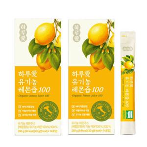 하루애 유기농 레몬즙 14포 2박스 100% NFC 착즙 레몬물 레몬수 생레몬 하이볼 레몬 원액 스틱
