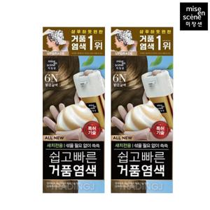 미쟝센 올뉴 쉽고빠른 거품 염색약 6n 밝은갈색 x2 버블 새치커버