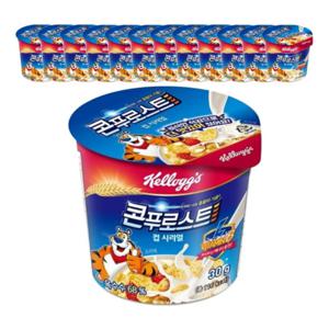 12개 켈로그 콘푸로스트 컵 시리얼 30g  씨리얼 시리얼 콘프라이트시리얼 조카선물 아이 초등학생간식