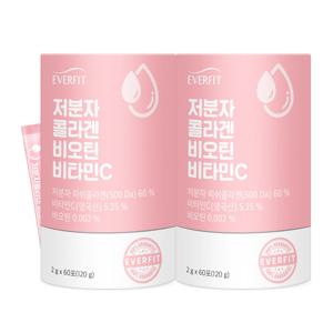 에버핏 어린 저분자 피쉬 콜라겐 비오틴 비타민C 60포 2통 / 히알루론산 먹는 엘라스틴 밀크세라마이드