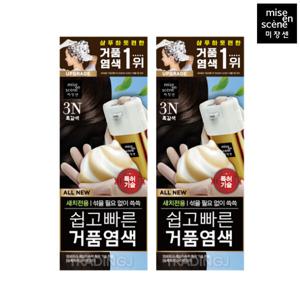 미쟝센 올뉴 쉽고빠른 거품 염색약 3N 흑갈색 x2 버블 새치커버