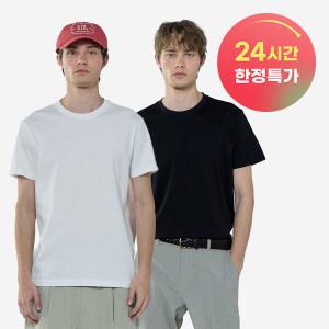 베이직하우스 1+1 면30수 레귤러핏 라운드 무지반팔티셔츠 LATS0126