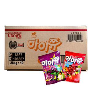 크라운 마이쮸 2종(포도 딸기) 대용량 혼합 284g 10봉
