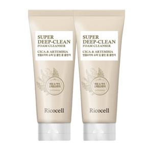 리코셀 병풀+약쑥 슈퍼 딥 클린 폼 클렌저 220ml 2개 대용량 저자극 촉촉 어성초 약알칼리성 휩 클렌징