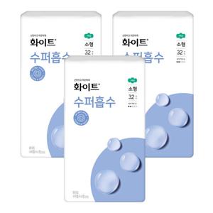 화이트 수퍼흡수 소형 32매 3팩 생리대 여성용품