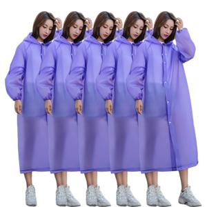 다회용 고급 경량 레인코트 우비 5개 세트