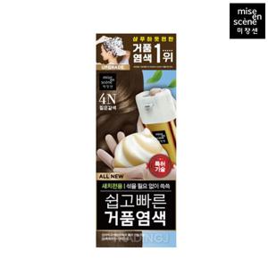 미쟝센 올뉴 쉽고빠른 거품 염색약 4N 짙은갈색 1개 셀프 새치 커버 간편 염색제