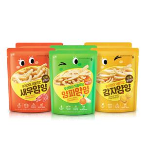 어린이용 구운 과자 얌얌 3종 스타터팩 6개(새우2+감자2+양파2)