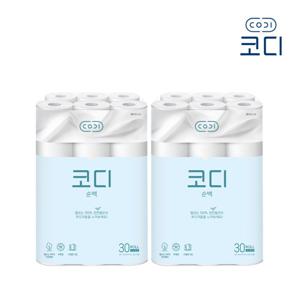 코디 순백 롤화장지 30M 30롤 2개