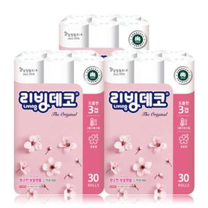 삼정펄프 리빙 3겹 데코 30M 30롤x3팩 /화장지 휴지
