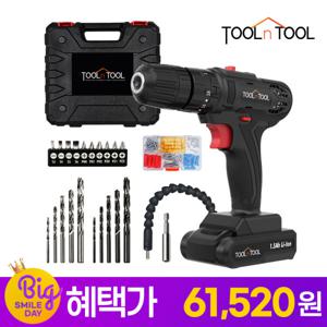 툴앤툴 21V 충전식 무선 전동드릴 TNT-HEX21LI (+드릴 필수 액세서리 6종)