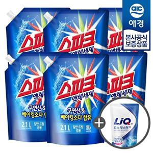 애경 비밀 스파크 일반드럼겸용 액체세제 2.1L x6개 +세제300ml 증정