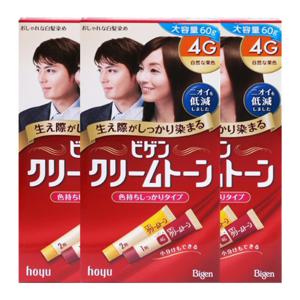 비겐크림톤 일본산 염색약 4G(자연밤색) 60g X 3개 비