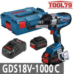 보쉬 GDS18V-1000C 충전임팩트렌치드릴 12.7mm 사각 하이토크 18V 8.0Ah 배터리2개 임팩렌치드라