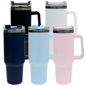 지니유니 벤티 플러스 1200ml 대용량 스텐 차량용 손잡이 핸들형 텀블러 빨대포함 대용량 텀블러