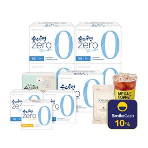 순수한면 제로 중 16P 4+1팩 + 유기농 순면 중형 4p 1개 + 사은품 / +10%캐시적립 / 2만원이상 메가커피