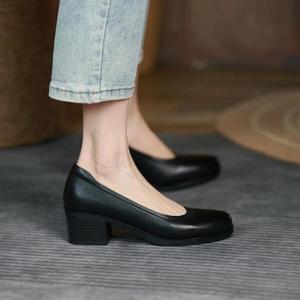 여성일반하이힐/여성 편한구두 발볼넓은 승무원 여자 소가죽 구두 3cm 5cm A27