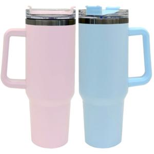 1+1 벤티 플러스 1200ml 대용량 스텐 차량용 손잡이 핸들형 텀블러 빨대포함 대용량 텀블러