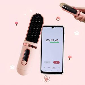 니즈램프 무선 빗 고데기 매직기 뿌리볼륨 빗고데기 핑크