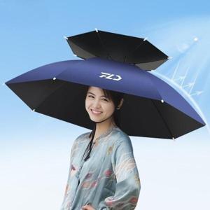 남녀공용2단우산/2단 우산모자 대형 자외선차단 밭일 핸즈프리 머리에쓰는 농사 양산 낚시 파라솔 그늘막