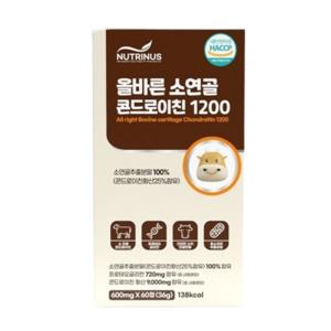 올바른 소연골 콘드로이친 1200 소유래 콘도로이친 콘트로이친 프로테오글리칸 1통(60정)
