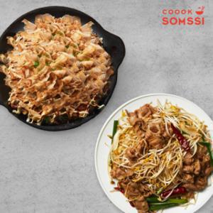 쿡솜씨 이자카야세트  (해물오꼬노미야끼 2인분+우삽겹숙주볶음 2인분) + 무료배송