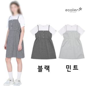 [에꼴리에]쿨 체크 레이어드 원피스  23B1857