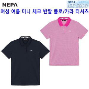 [네파][카라티셔츠 폴로티셔츠](7K45246) 여성 미니 체크 반팔 카라 폴로티셔츠