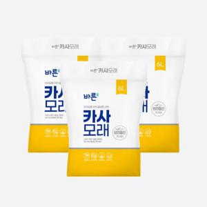 [3개세트] 바른카사모래 6L (4.8kg) (중간입자) 고양이 모래