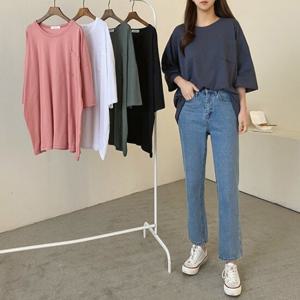 [아이우먼]빅사이즈 406 넉넉한통소매박스롱티 DNOC505
