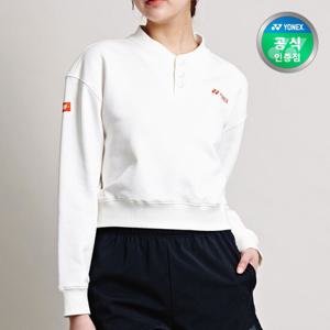 요넥스 테니스 크롭 맨투맨 티셔츠 여성용 화이트 245TL006F