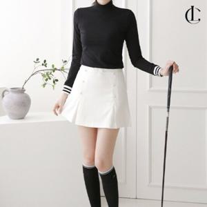 엘케이트 여자 골프웨어 하이넥 골지 슬림 티셔츠 LOJ003