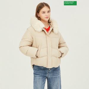 [베네통] 폭스 퍼 후드 숏 패딩 BAPDG4361_BG
